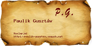 Paulik Gusztáv névjegykártya